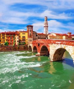 Italy Verona Castelvecchio Bridge paint by number