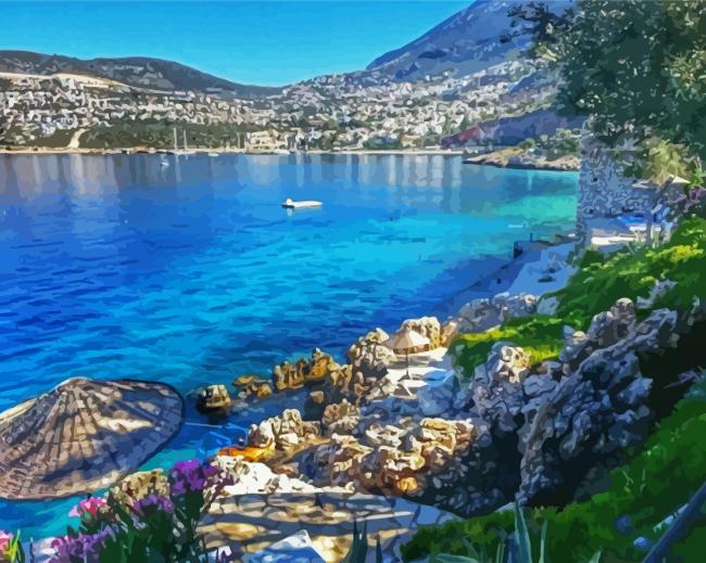 Kalkan Beach paint by number