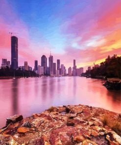 Kangaroo Point Brisbane View At Sunset paint by numbers