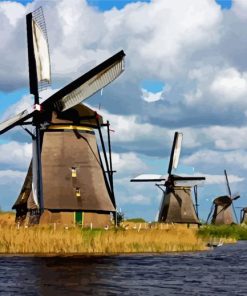 Kinderdijk Windmills paint by number