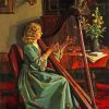 Lady Playing Harp paint by number