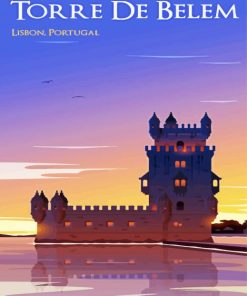 Lisbon Belem Tower Poster paint by number