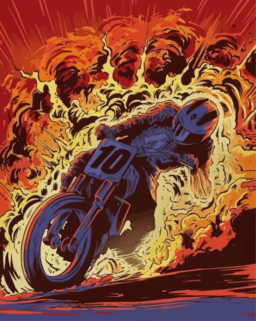 Motorbike Race paint by numbers