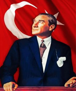 Mustafa Kemal Atatürk And Flag Of Turkey paint by number