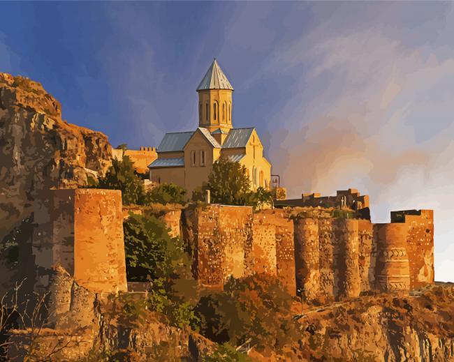 Narikala Castle Tbilisi paint by number