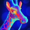 Neon Giraffe Eating Lollipop paint by number