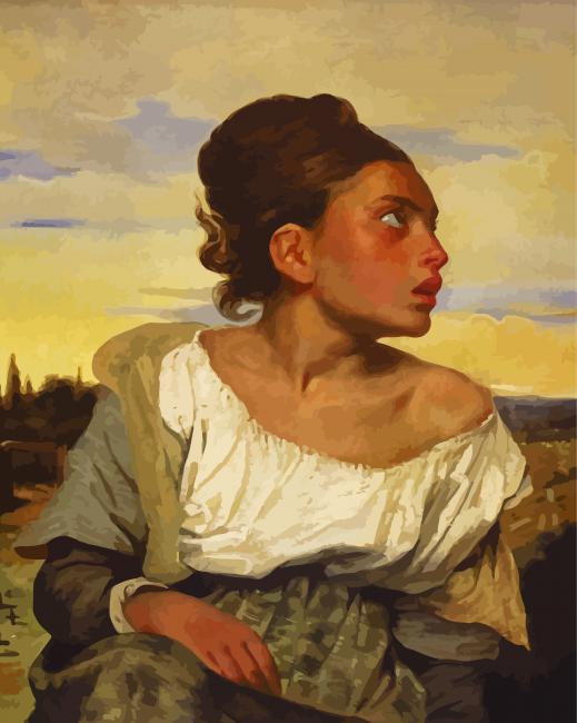 Orphan Girl At The Cemetery By Delacroix Eugène paint by numbers