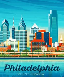 Philadelphia City Buildings Poster paint by numbers