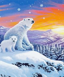 Polar Bears In Snow paint by numbers