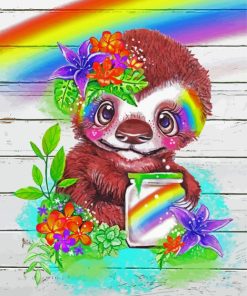 Rainbow Sloth paint by number