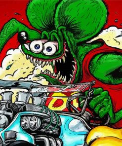 Green Rat Fink paint by numbers