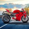 Red Ducati Motorcycle paint by number