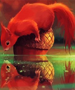 Red Squirrel Eating Acorn paint by numbers paint by numbers