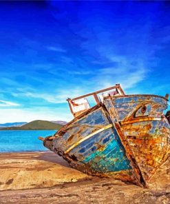 Shipwreck In The Beach paint by numbers