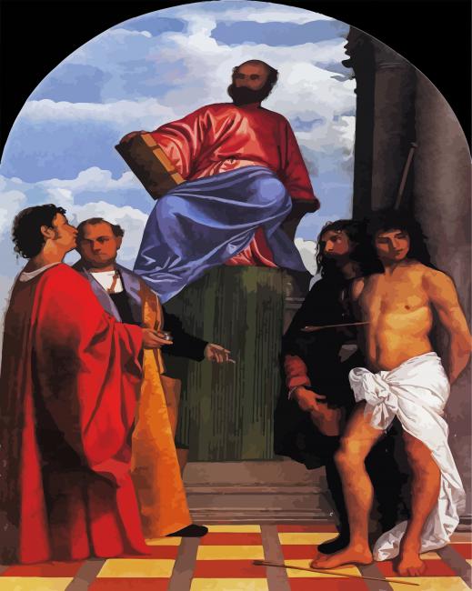 St Mark Enthroned By Tiziano paint by number