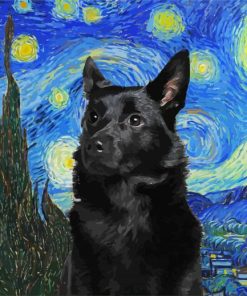 Starry Night Australian Kelpie paint by number