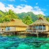 Tahiti Island Huts paint by numbers