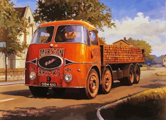 Vintage Red Lorry paint by numbers