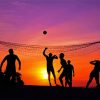 Volleyball Players Silhouette At Sunset paint by numbers