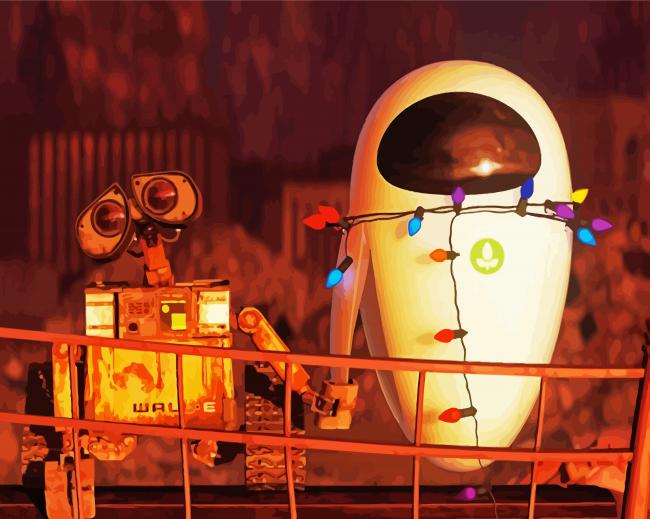 Wall E And Eve Film paint by number