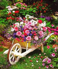 Wheelbarrow Full Of Flowers paint by number