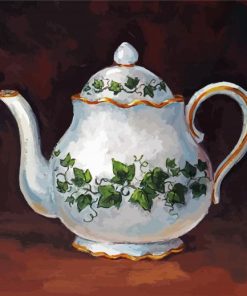 White Vintage Teapot paint by number