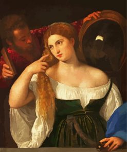 Woman With A Mirror By Tiziano paint by number