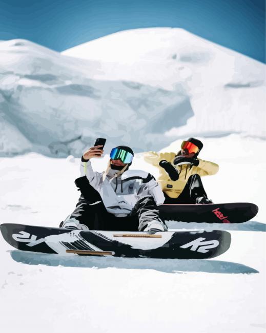 Snowskiing Sport paint by numbers
