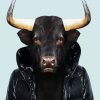 Black Bull Wearing A Jacket paint by number