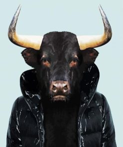 Black Bull Wearing A Jacket paint by number