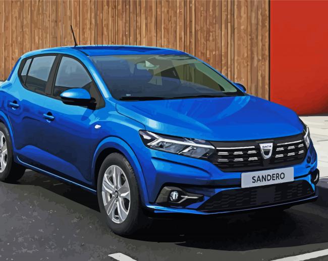 blue dacia Sandero paint by numbers