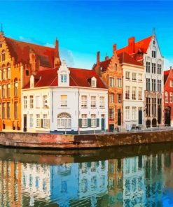 Bruges Houses Reflection Belgium paint by numbers