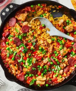 Chicken And Chorizo Paella paint by numbers