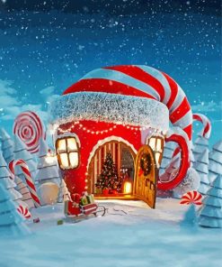 Christmas Hat House paint by numbers