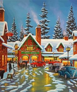 Snowy Christmas Night paint by numbers