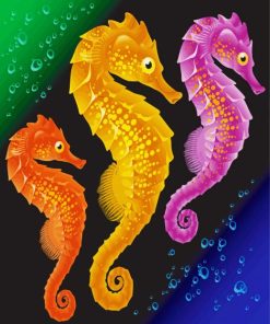 Colorful Seahorses paint by numbers