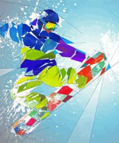 Colorful Snow Skateboarder paint by numbers