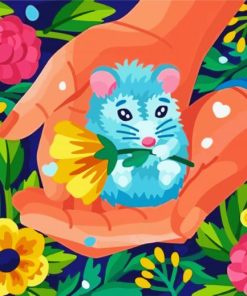 Cute Mouse And Flowers paint by numbers