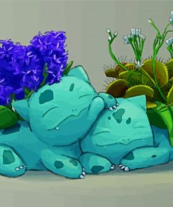 Cute Sleepy Bulbasaurs paint by number