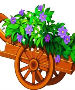 Floral Wheelbarrow paint by number