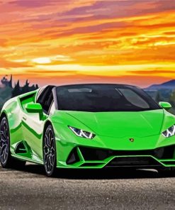 Green Lamborghini Huracan paint by number