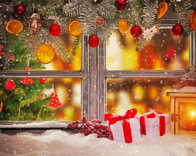 Lantern And Christmas Gifts paint by numbers