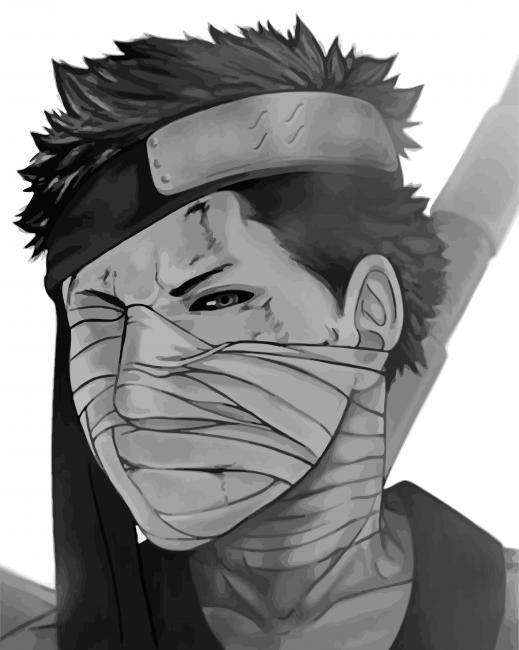 Monochrome Zabuza Momochi paint by number