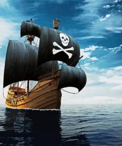 Pirate Ship In Sea paint by number