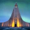 Reykjavik Hallgrimskirkja Church Aurora lights paint by numbers