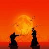 Samurais Fighting Silhouette paint by number