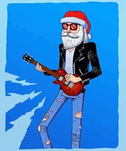 Skinny Santa Playing On Electric Ukulele paint by number