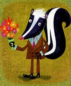 Skunk Holding Flowers paint by numbers