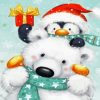 Snowboarding Bear And Pinguin paint by numbers