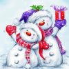 Snowmen Celebrating Christmas paint by numbers